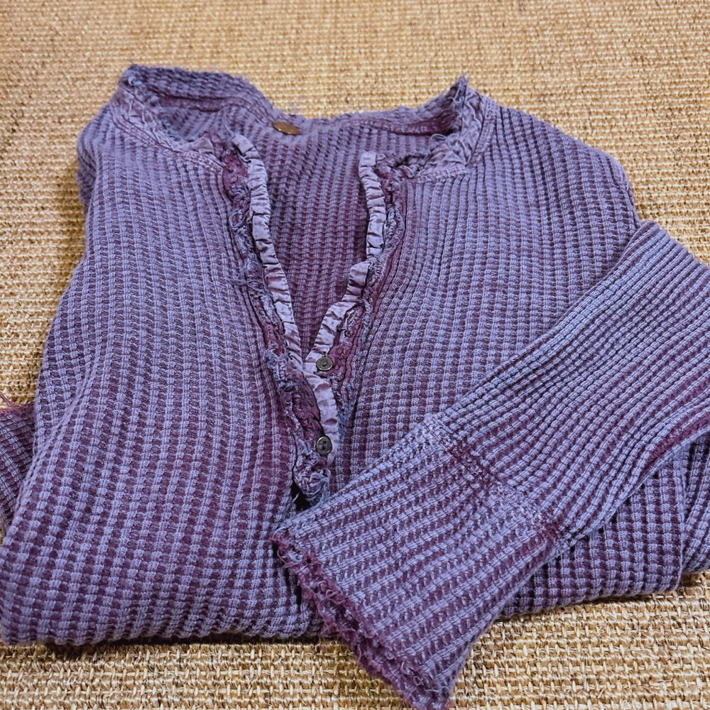 Free People Purple Waffle Knit Top